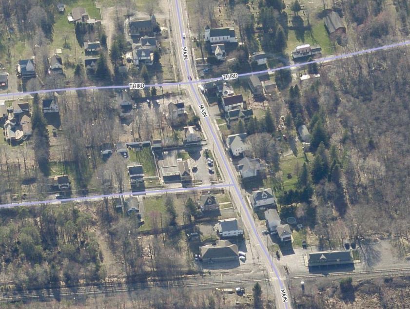 An aerial photograph of the Gouldsboro area in Lehigh Townsip