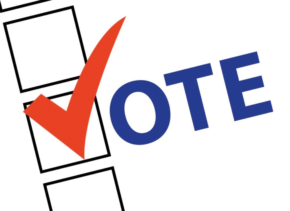 A large red check mark forms the V in Vote.