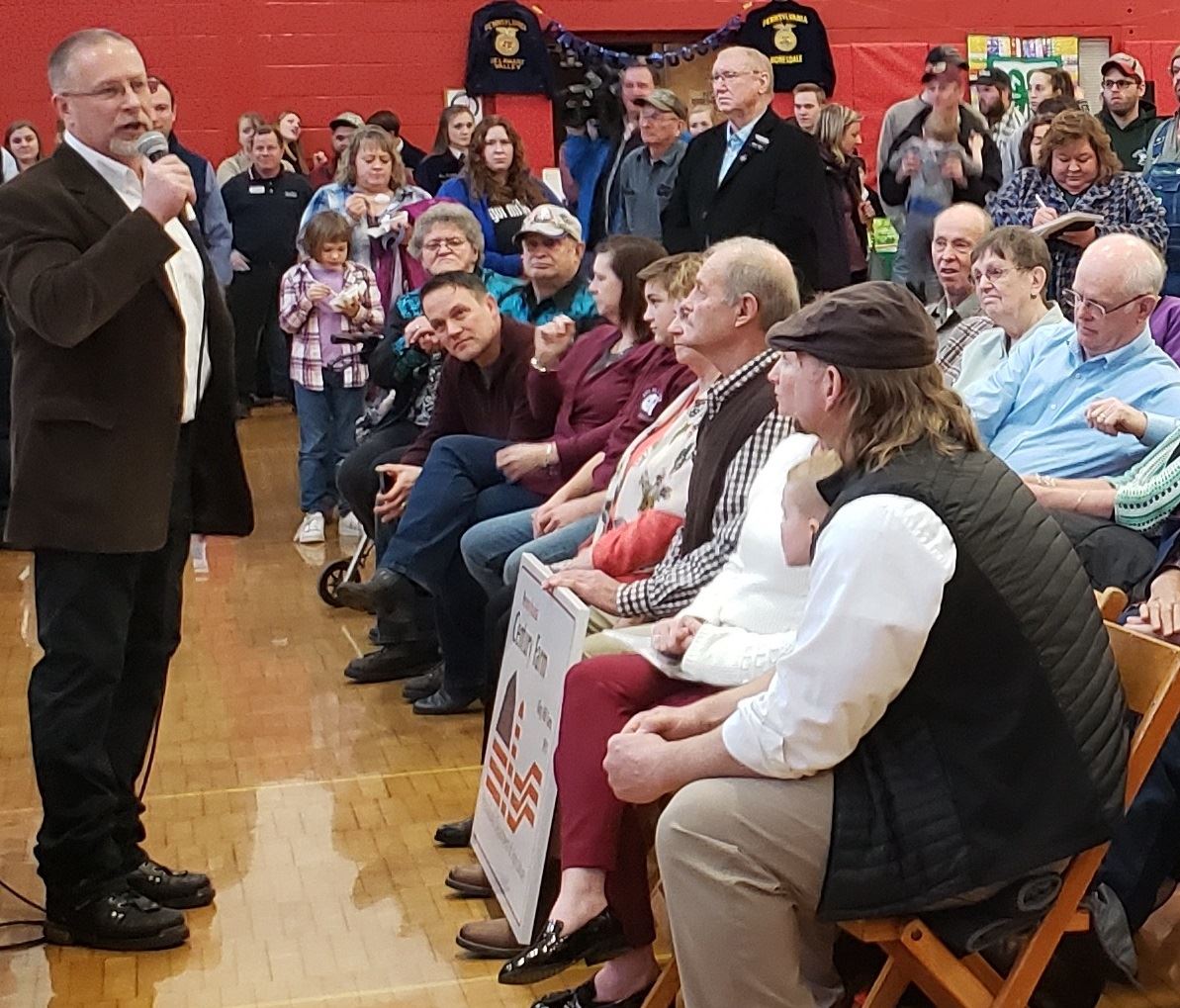 Commissioner Brian Smith addresses the assembled crowd at the 2020 Ag Day.