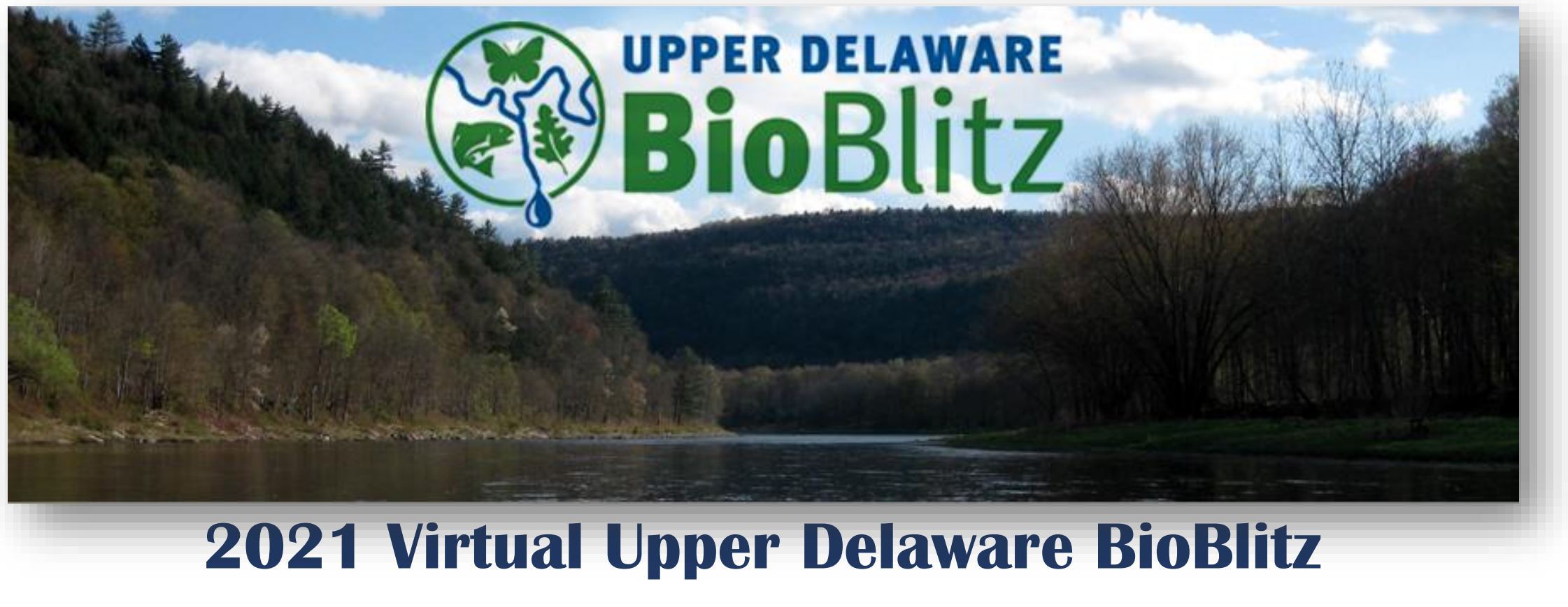 An image of the Upper Delaware River with the Bio Blitz logo.