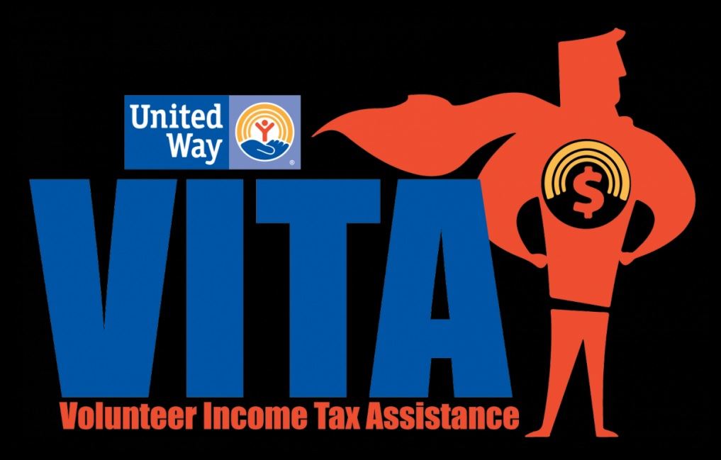 The United Way and VITA Volunteer Income Tax Assistance logos.